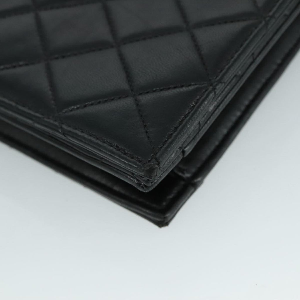 CHANEL Matelasse Hand Bag Lamb Skin Black CC PP131