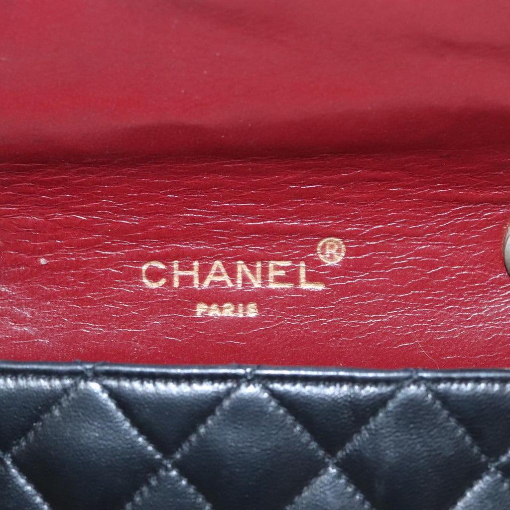 CHANEL Chain Matelasse Shoulder Bag Lamb Skin Black Gold CC PP133