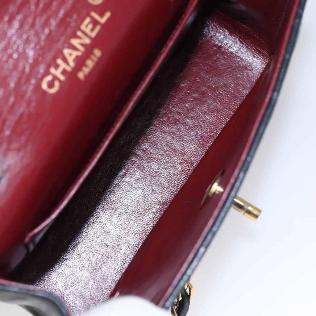 CHANEL Chain Matelasse Shoulder Bag Lamb Skin Black Gold CC PP133