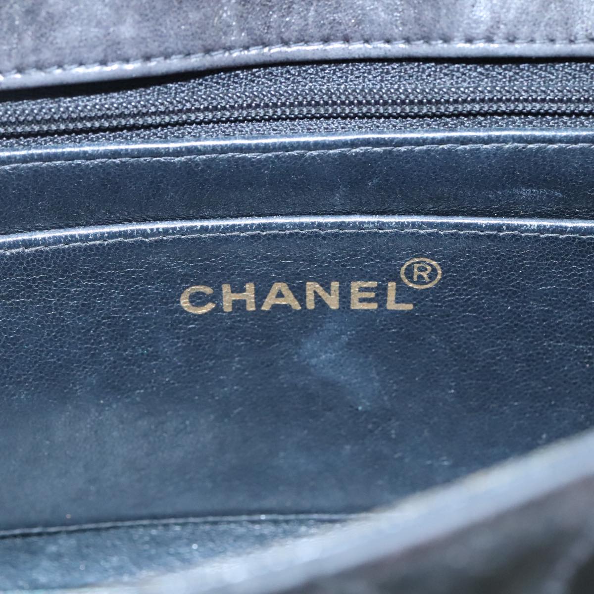 CHANEL Chain Diana Shoulder Bag Patent leather Black Gold CC PP136