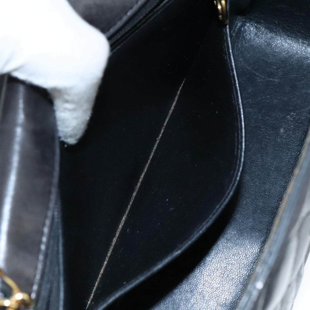 CHANEL Chain Diana Shoulder Bag Patent leather Black Gold CC PP136