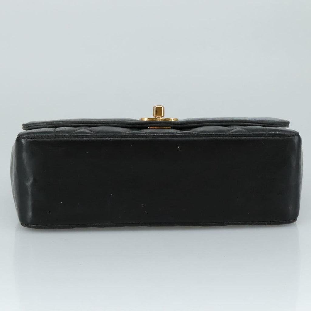 CHANEL Chain Diana Shoulder Bag Patent leather Black Gold CC PP136