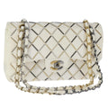 CHANEL Matelasse Chain Shoulder Bag Lamb Skin White CC PP140A