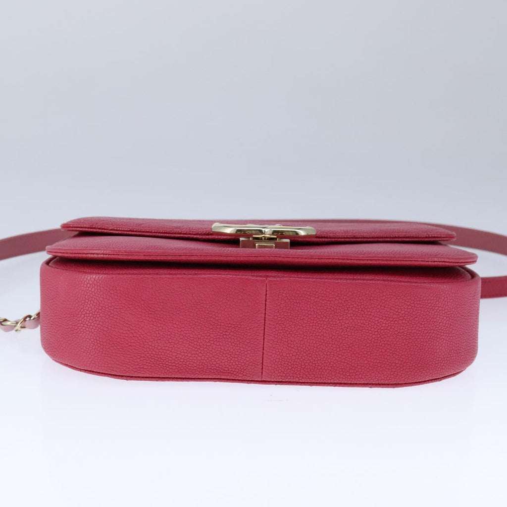 CHANEL Matelasse Chain Shoulder Bag Caviar Skin Pink CC PP143A