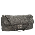 CHANEL Chain Shoulder Bag Nylon Gray Silver CC PP144