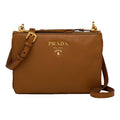 Prada Vitello Phenix Cannella Brown Leather Crossbody Bag