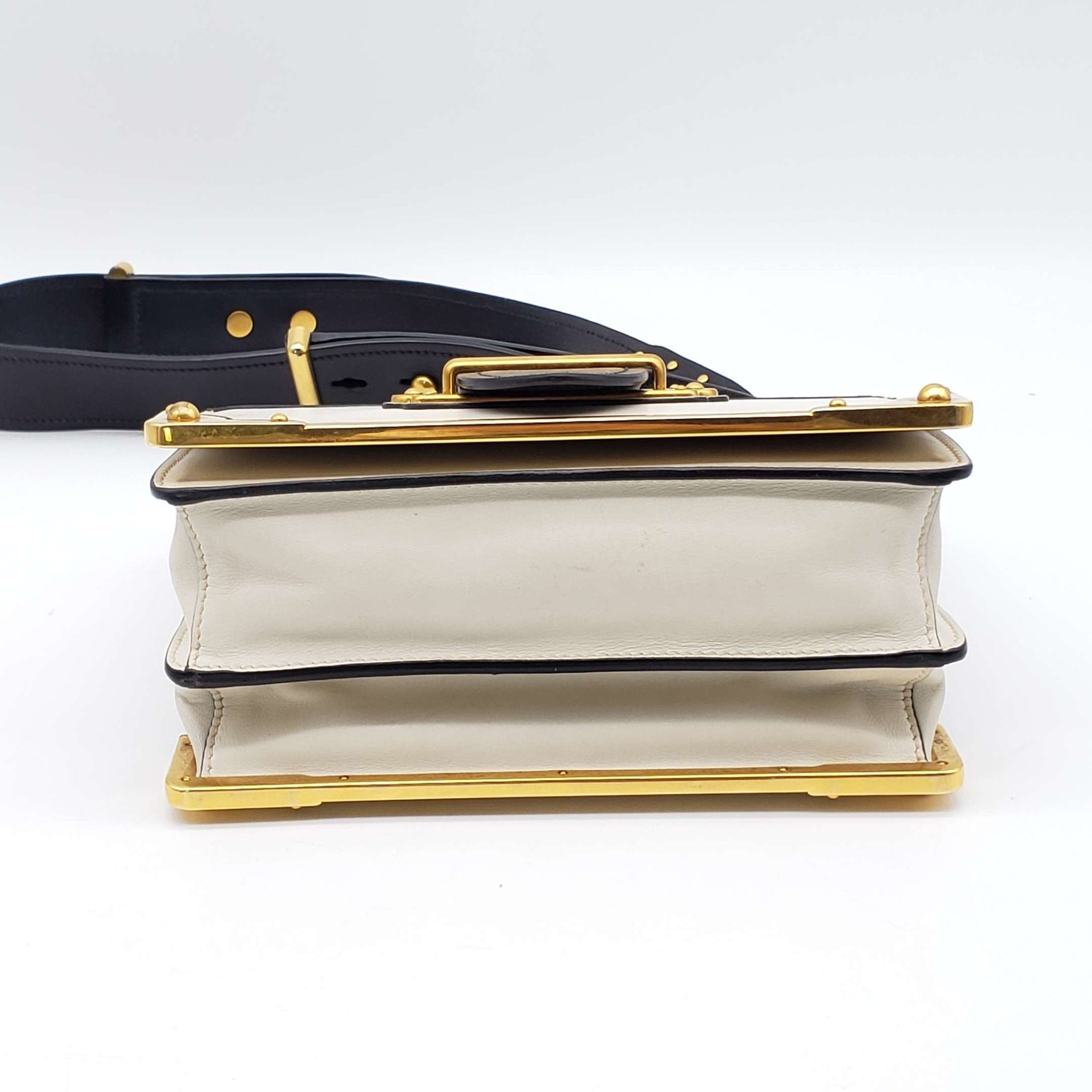 Prada Cahier Black & White Leather Shoulder Bag