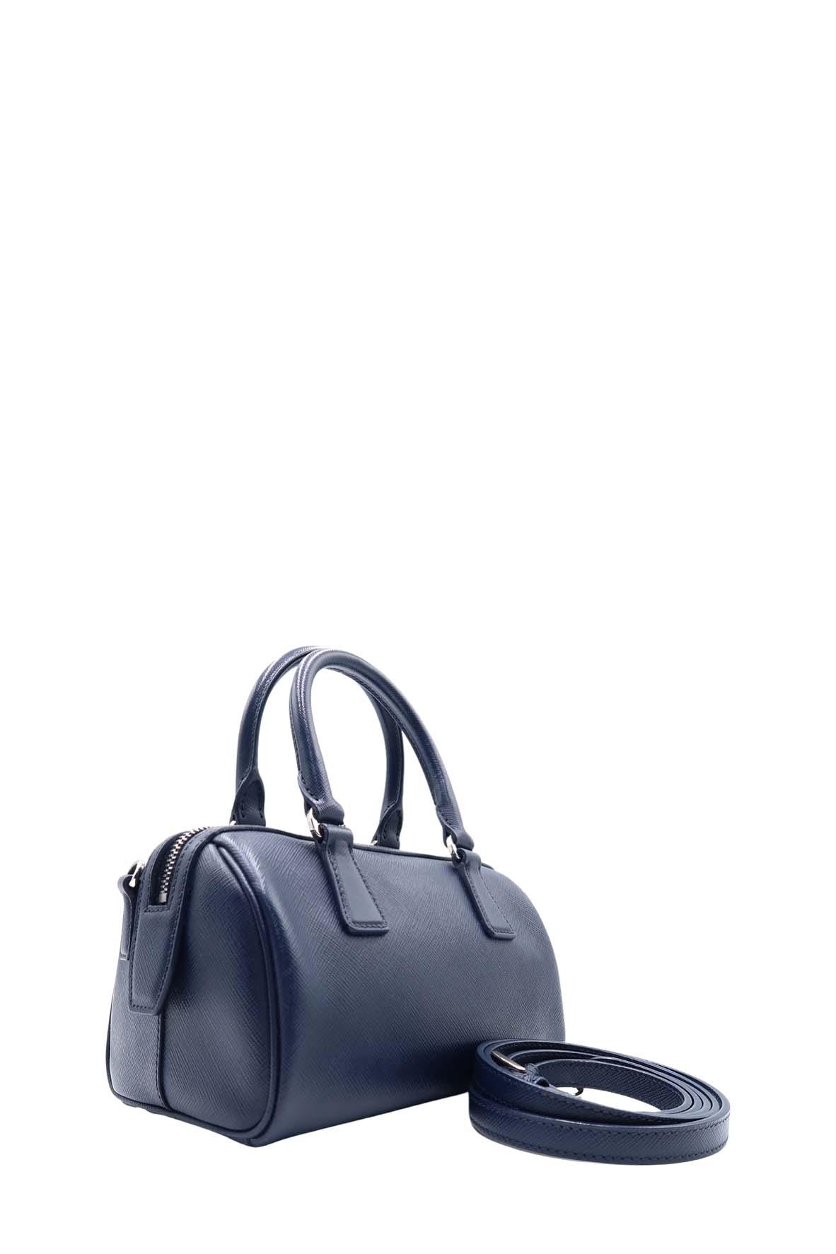 Convertible Saffiano Bowler Bag Navy