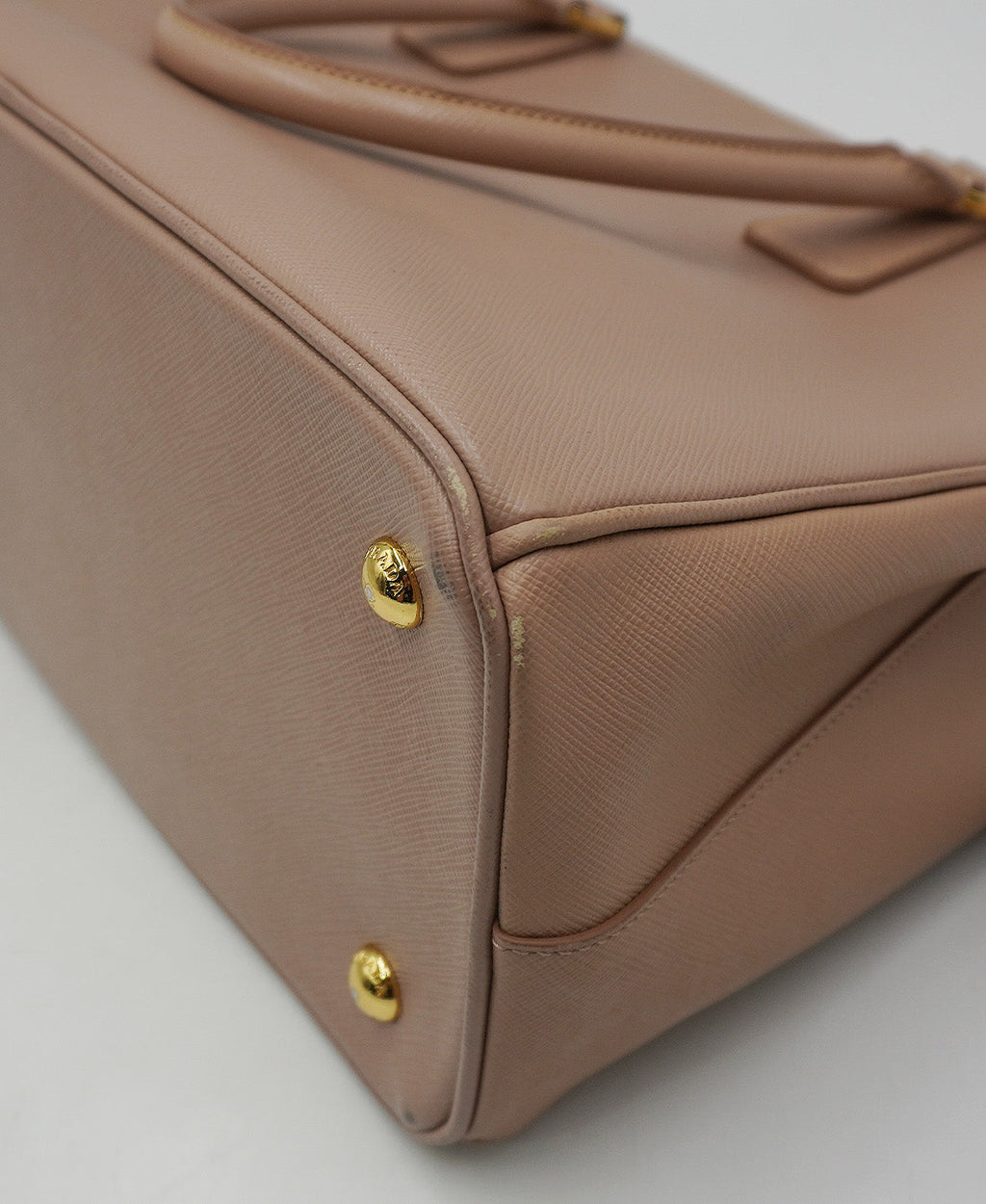 Large Galleria Top Handle Saffiano Lux Leather Soft Pink Beige