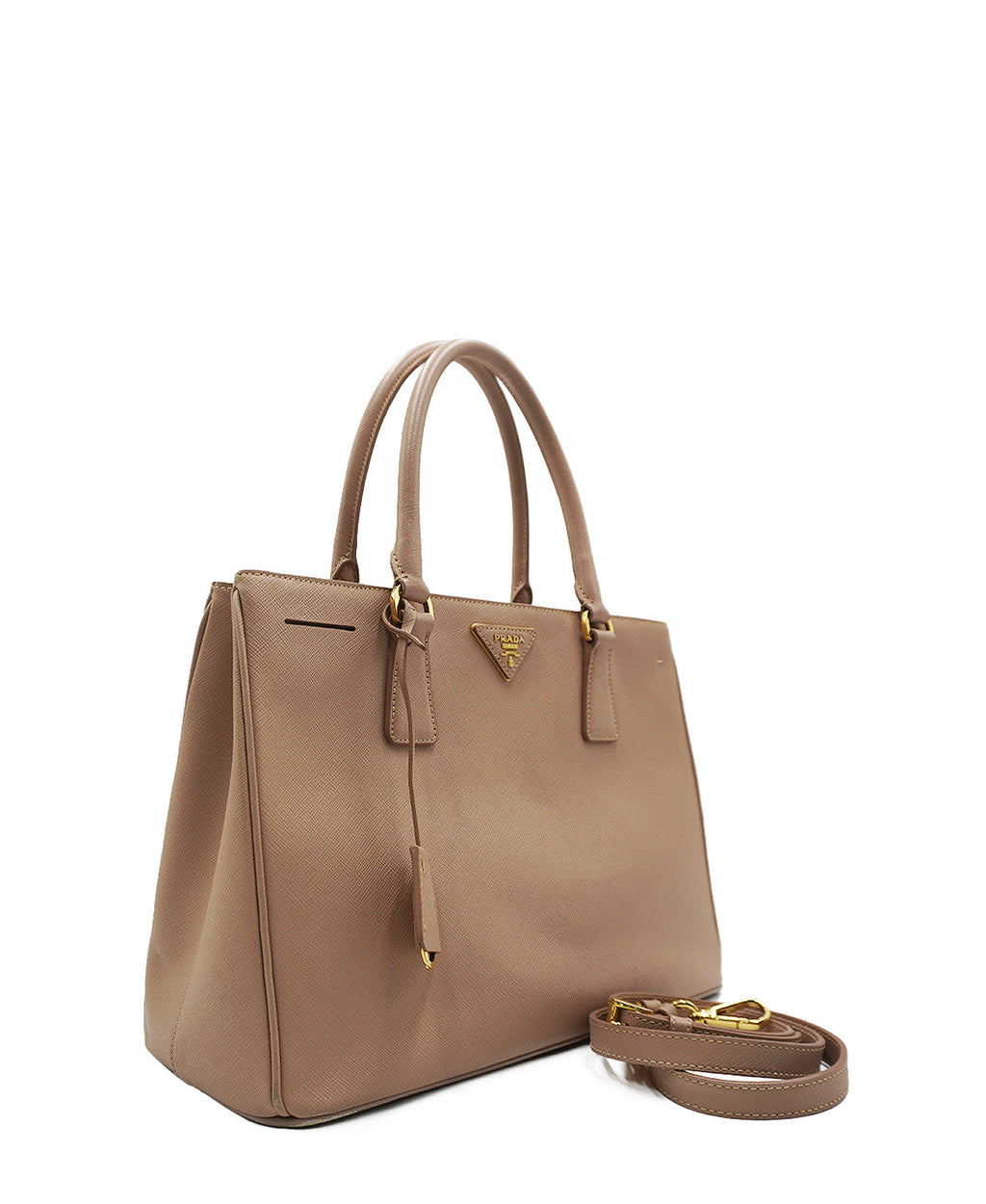 Large Galleria Top Handle Saffiano Lux Leather Soft Pink Beige