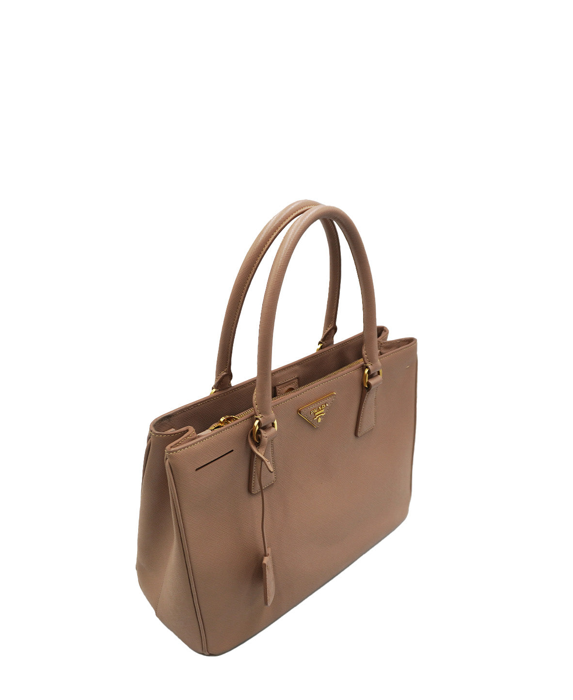 Large Galleria Top Handle Saffiano Lux Leather Soft Pink Beige