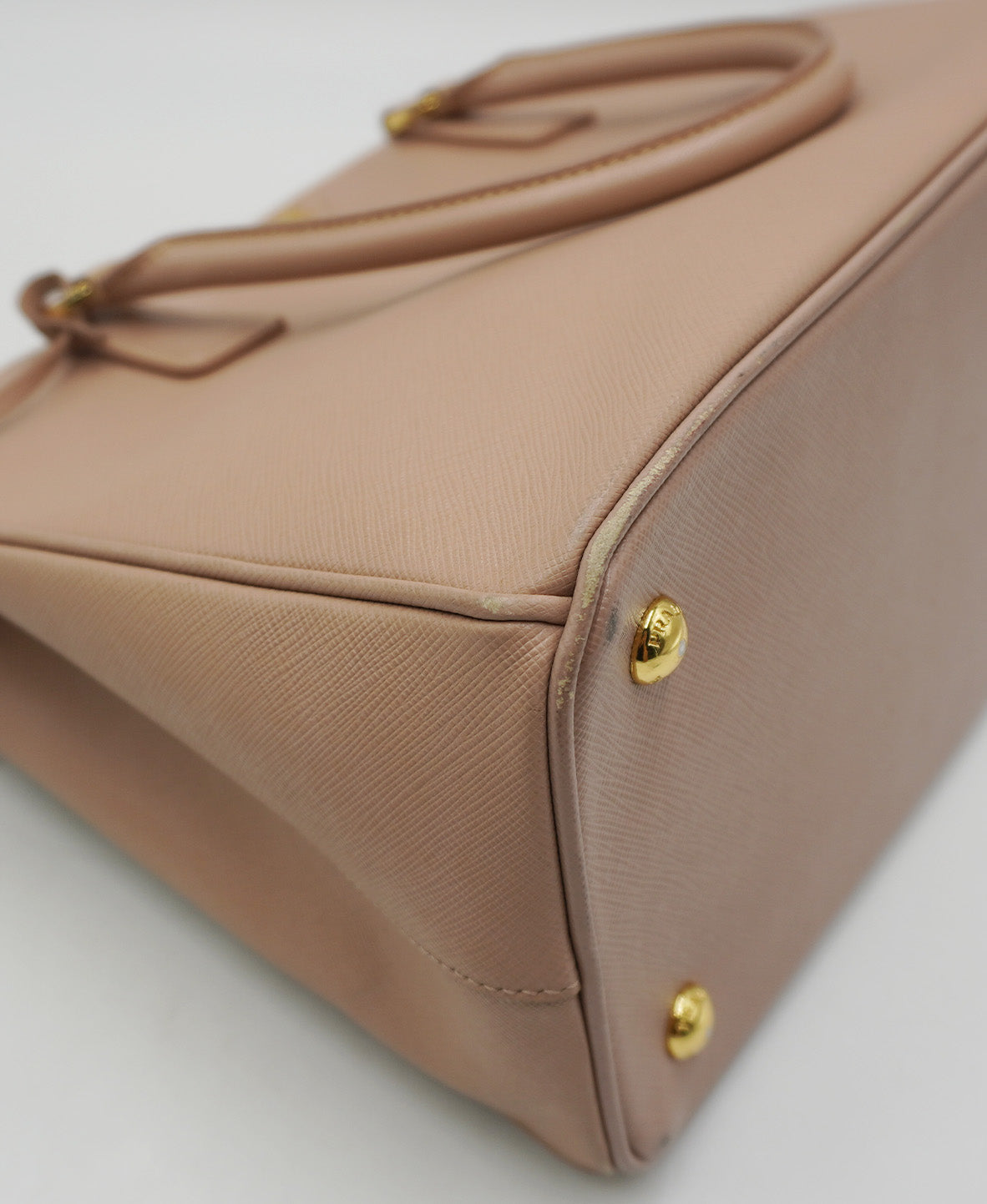 Large Galleria Top Handle Saffiano Lux Leather Soft Pink Beige