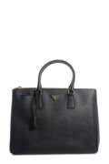 Large Saffiano Lux Double Zip Tote Black