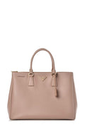Large Saffiano Lux Double Zip Tote Cammeo