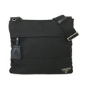 PRADA Logo Plate Black Nylon Shoulder Bag