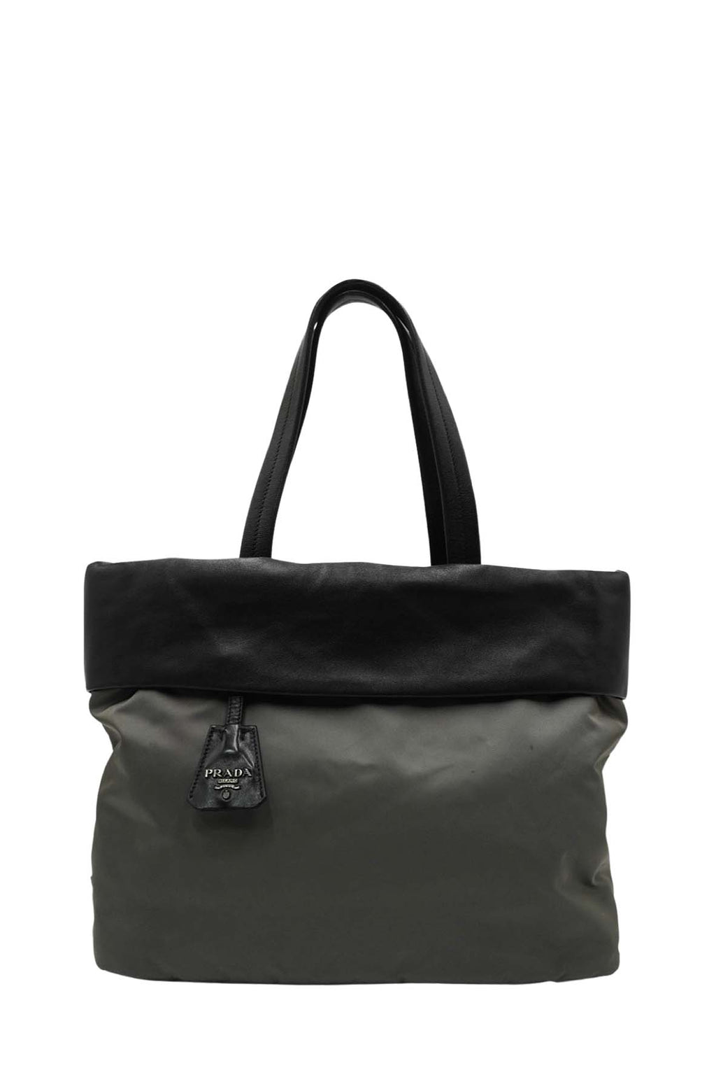 Medium Double Tote Nappa Leather and Tessuto Revirsible Black Grey