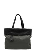 Medium Double Tote Nappa Leather and Tessuto Revirsible Black Grey