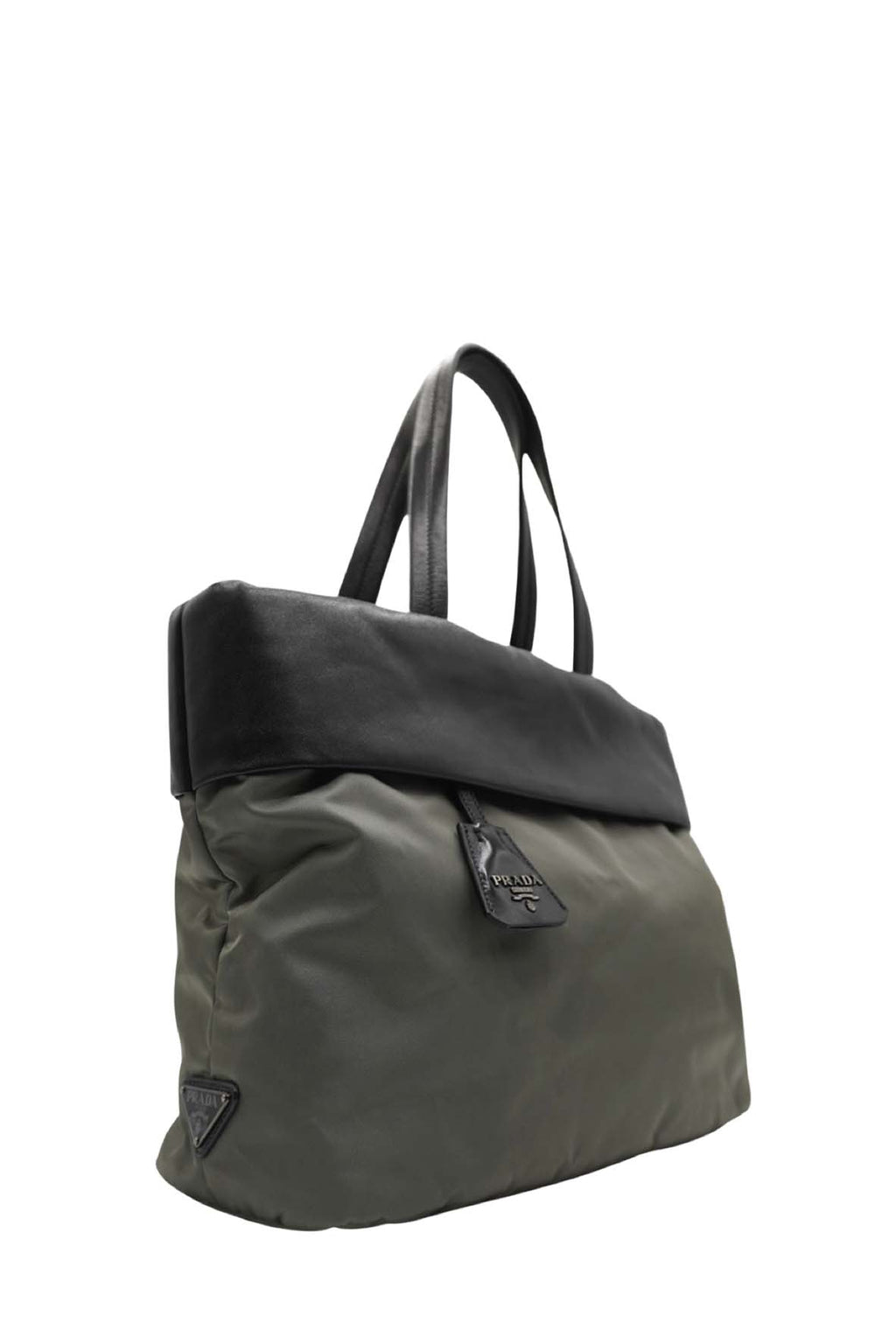 Medium Double Tote Nappa Leather and Tessuto Revirsible Black Grey