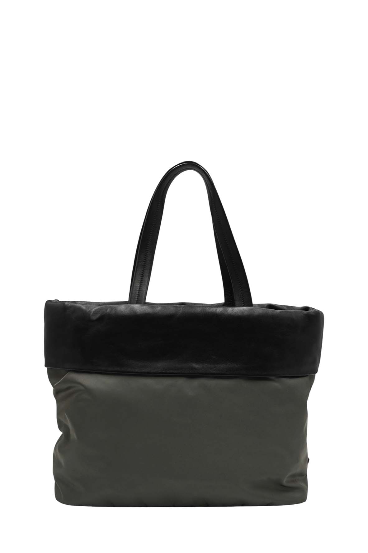 Medium Double Tote Nappa Leather and Tessuto Revirsible Black Grey