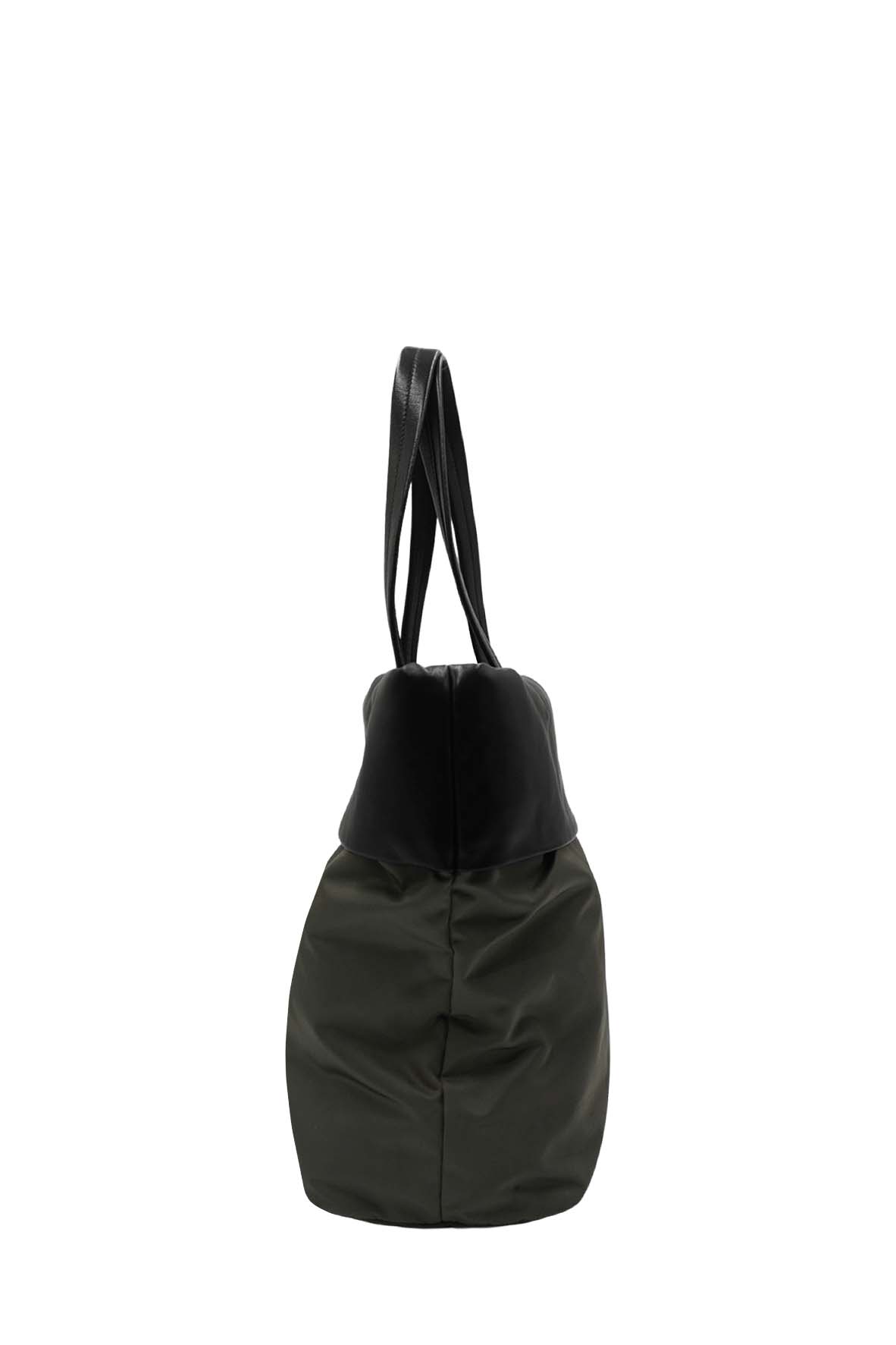 Medium Double Tote Nappa Leather and Tessuto Revirsible Black Grey