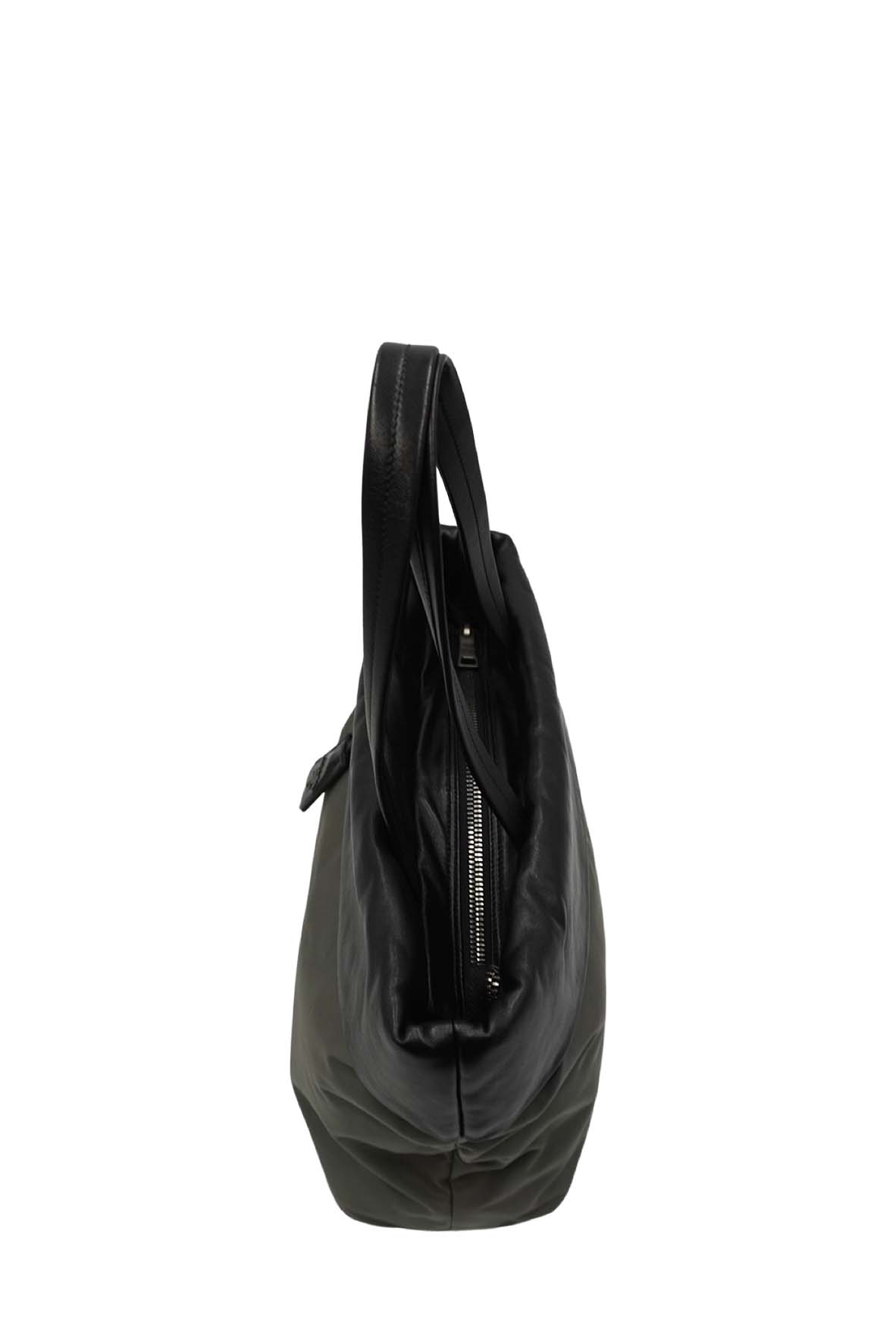 Medium Double Tote Nappa Leather and Tessuto Revirsible Black Grey