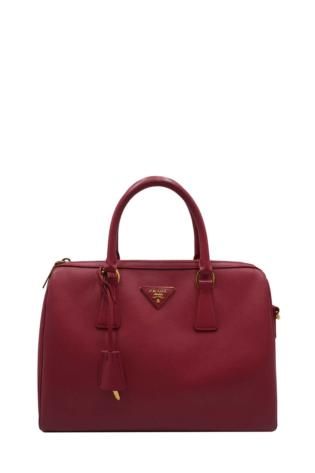 Medium Lux Convertible Boston Bag Saffiano Leather Fuchsia