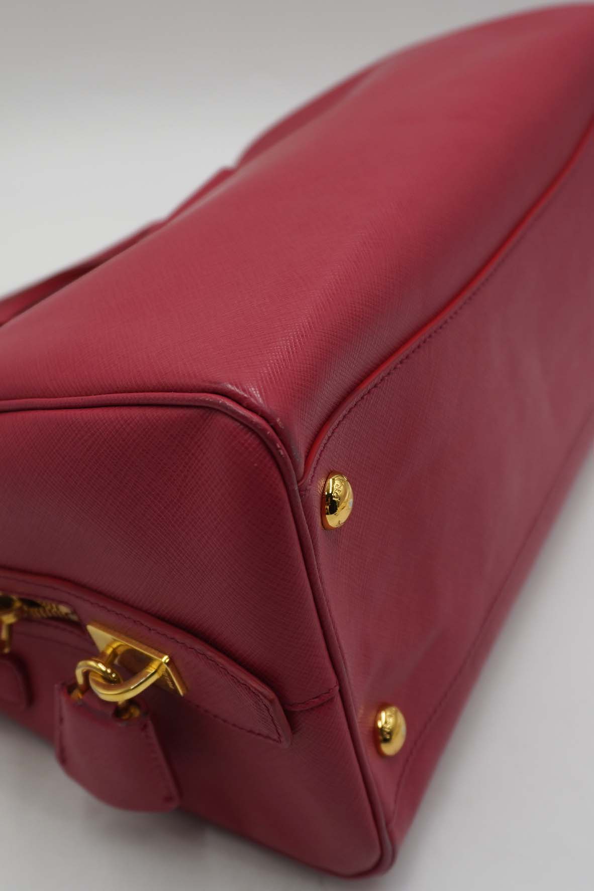 Medium Lux Convertible Boston Bag Saffiano Leather Fuchsia