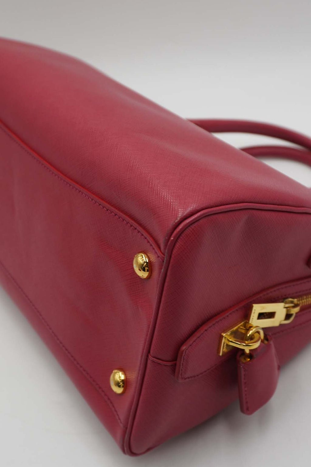 Medium Lux Convertible Boston Bag Saffiano Leather Fuchsia