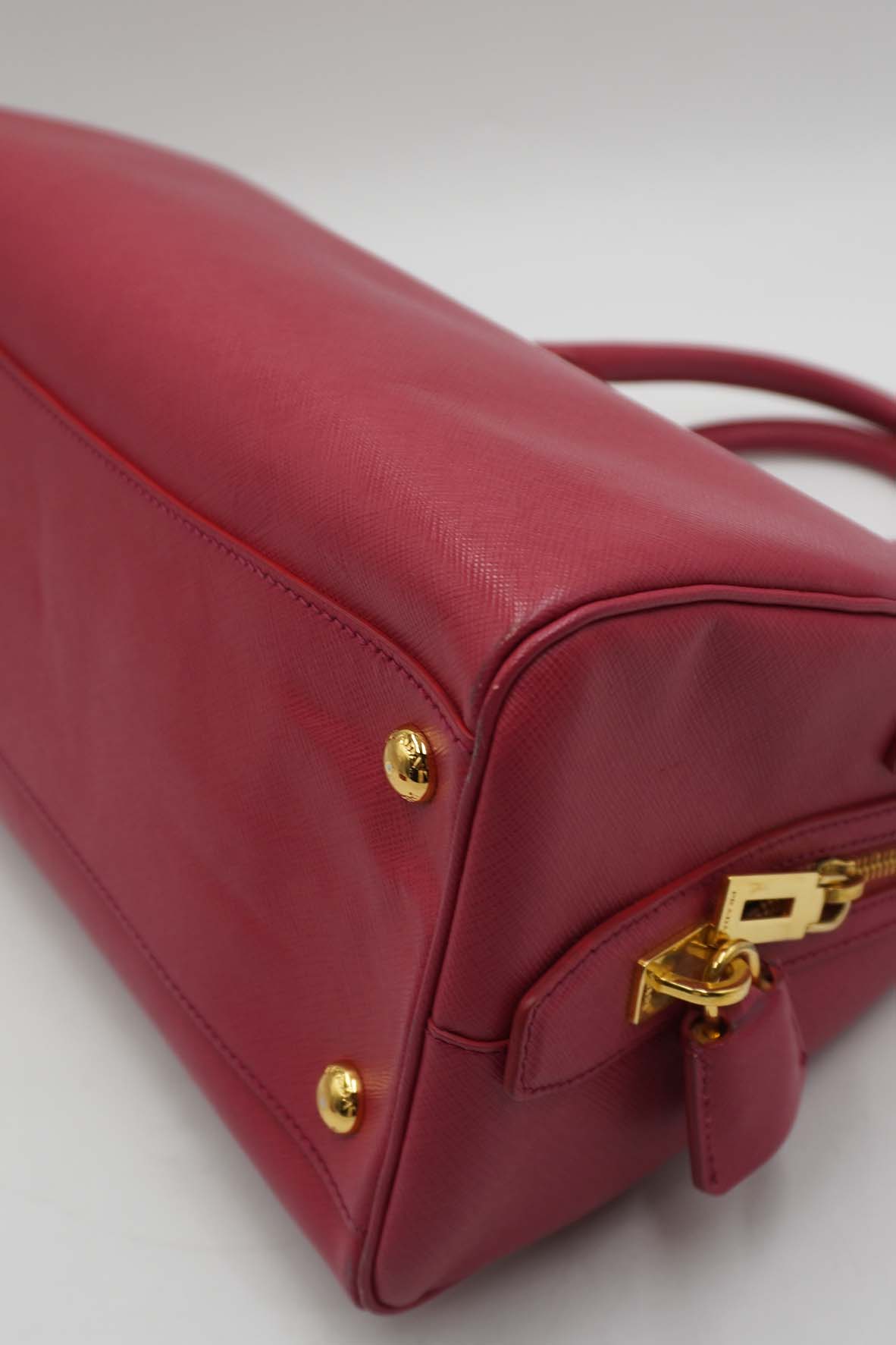 Medium Lux Convertible Boston Bag Saffiano Leather Fuchsia