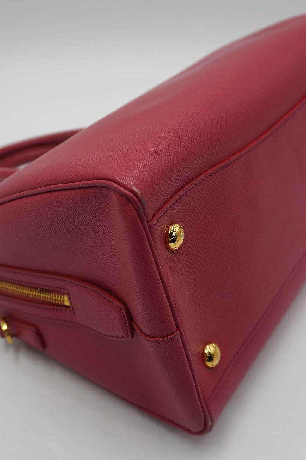 Medium Lux Convertible Boston Bag Saffiano Leather Fuchsia