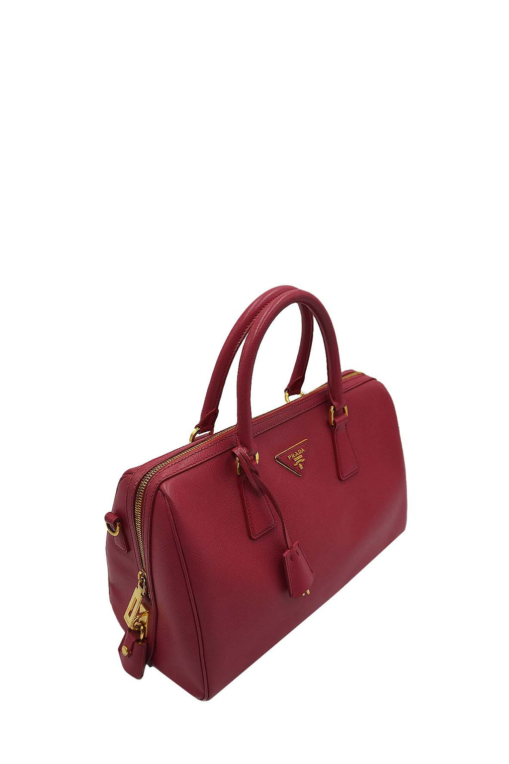 Medium Lux Convertible Boston Bag Saffiano Leather Fuchsia