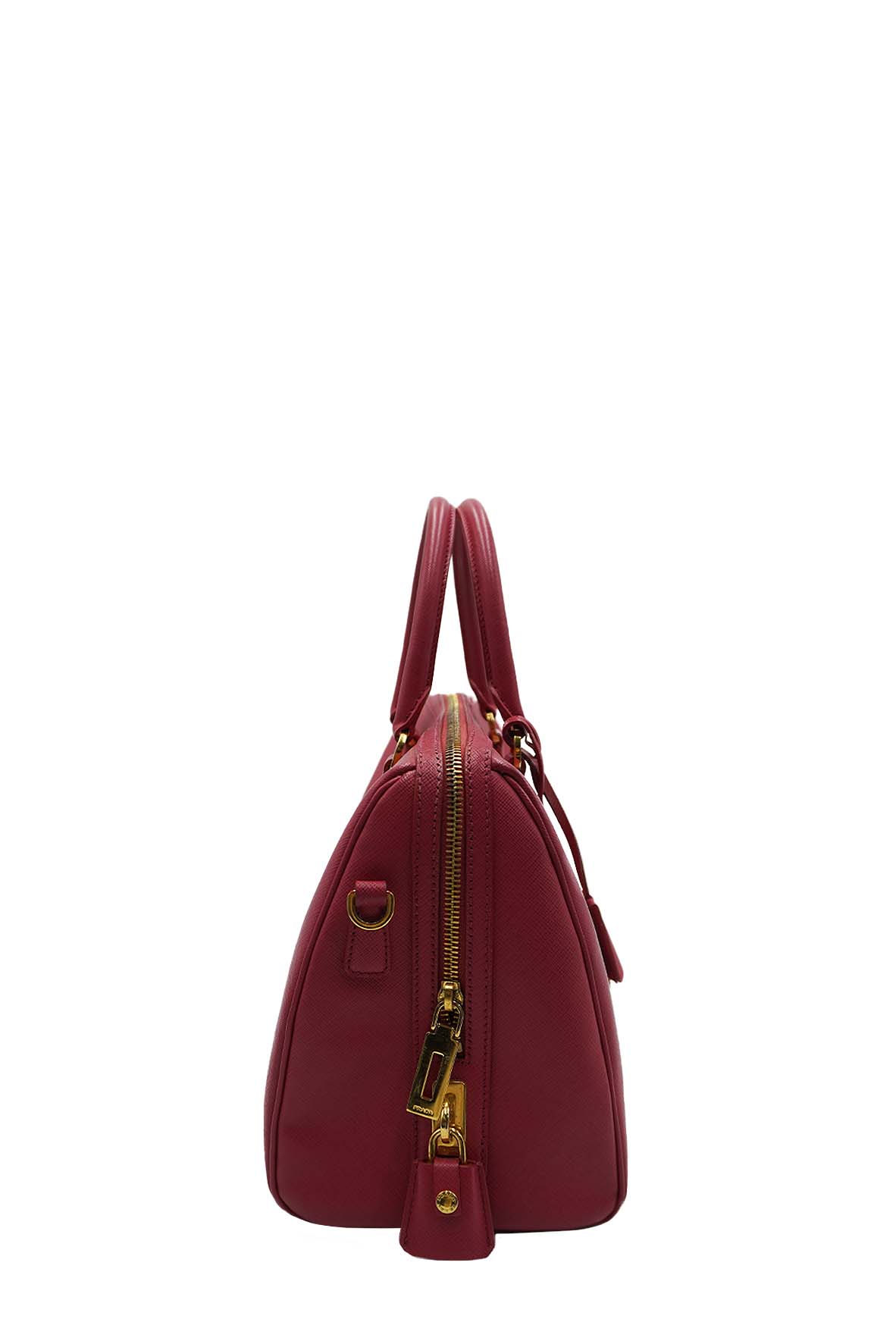 Medium Lux Convertible Boston Bag Saffiano Leather Fuchsia