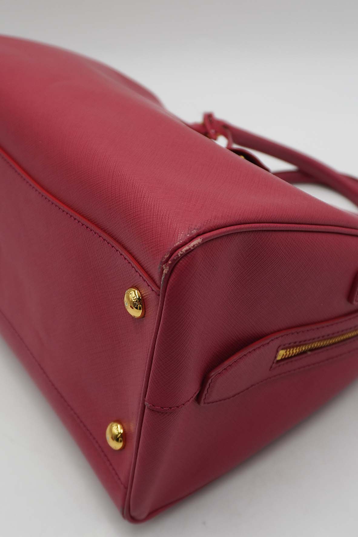 Medium Lux Convertible Boston Bag Saffiano Leather Fuchsia