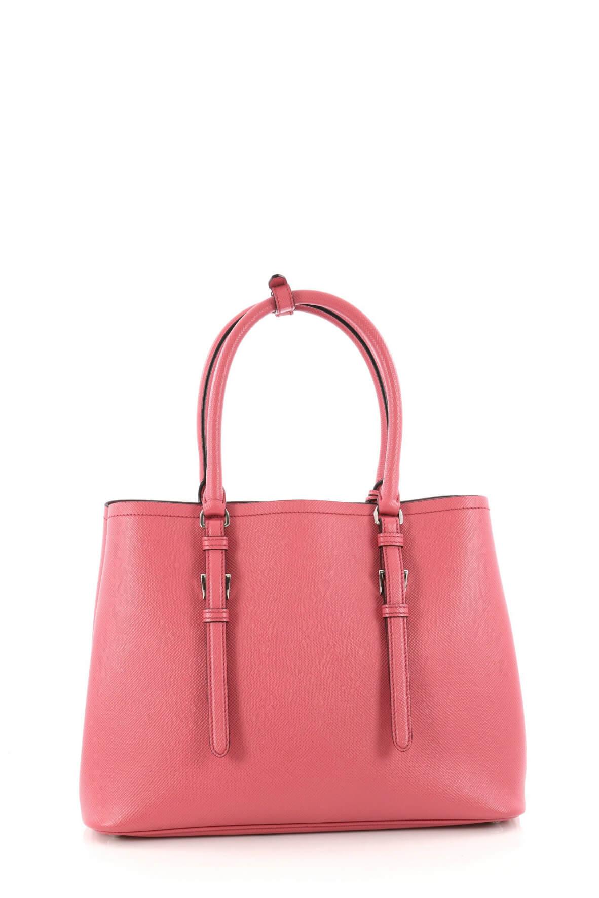Medium Saffiano Cuir Covered Strap Double Bag Pink
