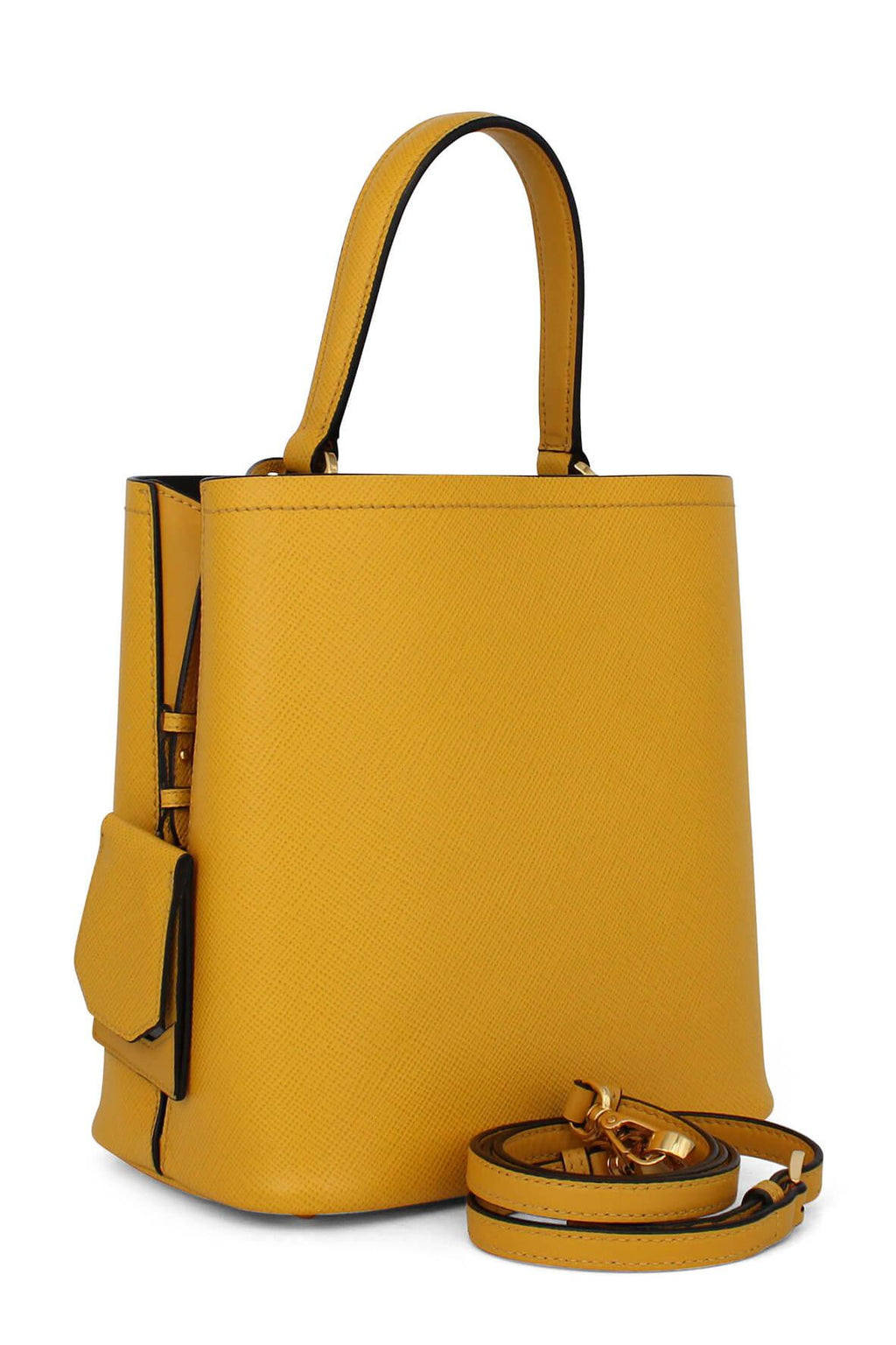 Medium Saffiano Cuir Panier Yellow