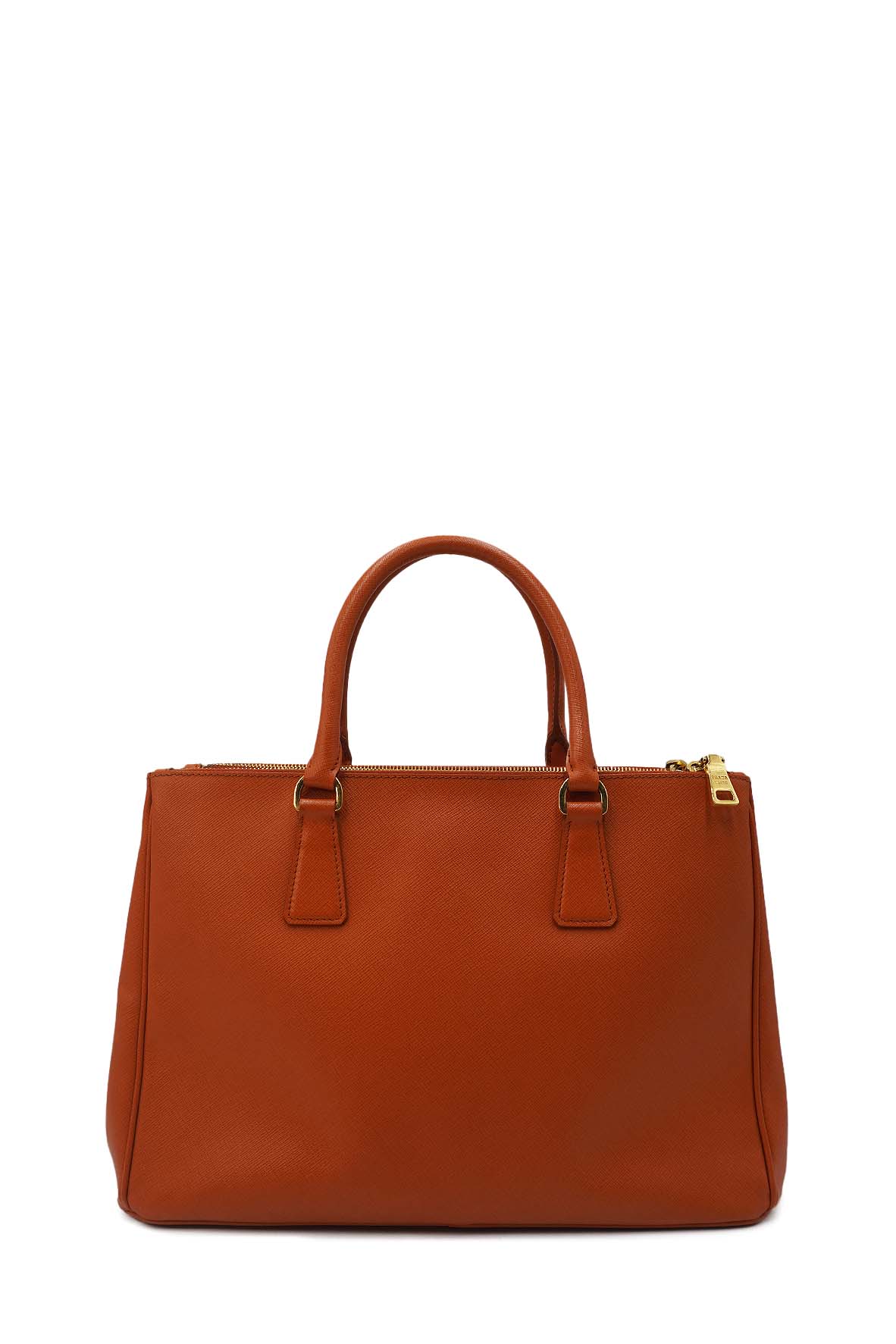 Medium Saffiano Lux Double Zip Leather Orange