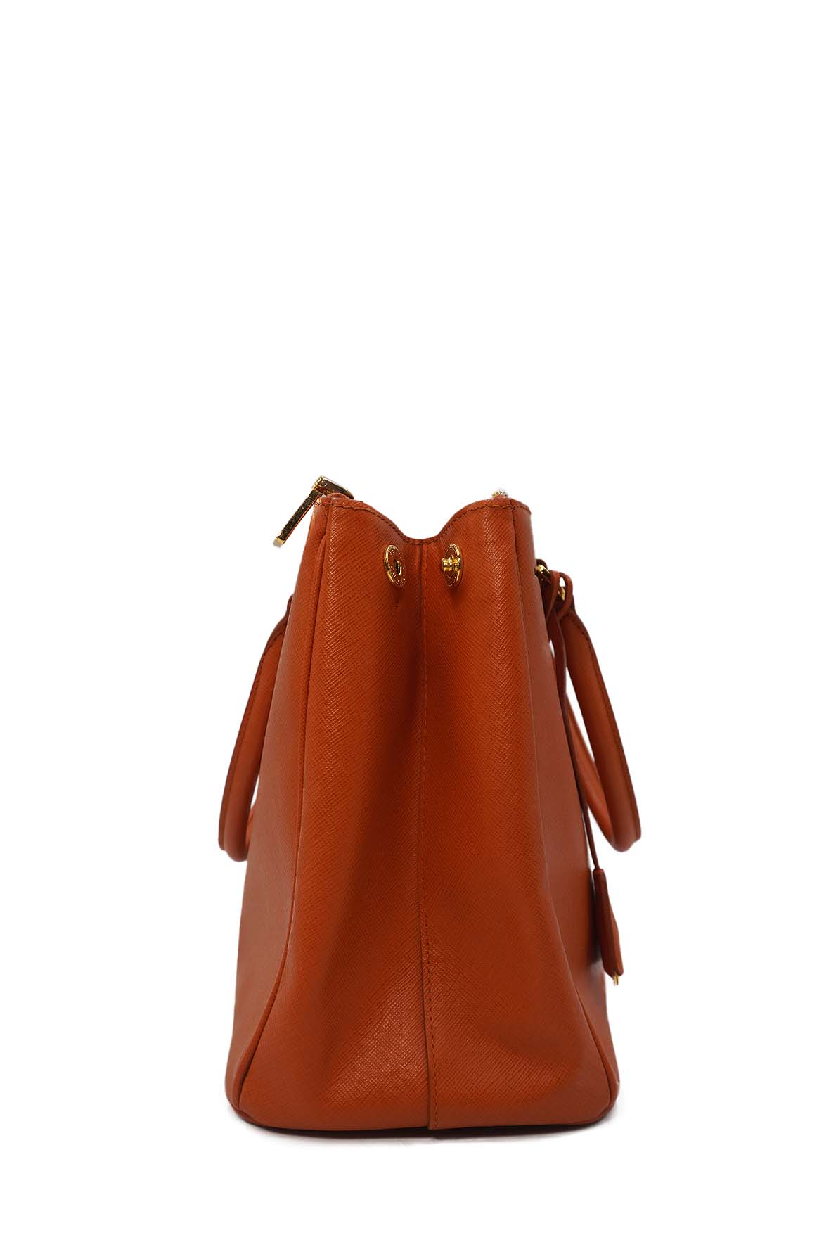Medium Saffiano Lux Double Zip Leather Orange