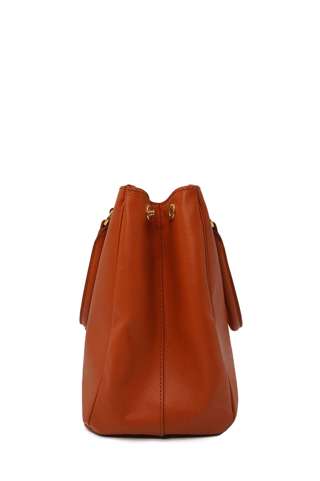 Medium Saffiano Lux Double Zip Leather Orange