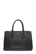 Medium Saffiano Lux Double Zip Top Handle Black