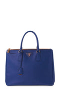 Small Saffiano Lux Double Zip Tote Blue
