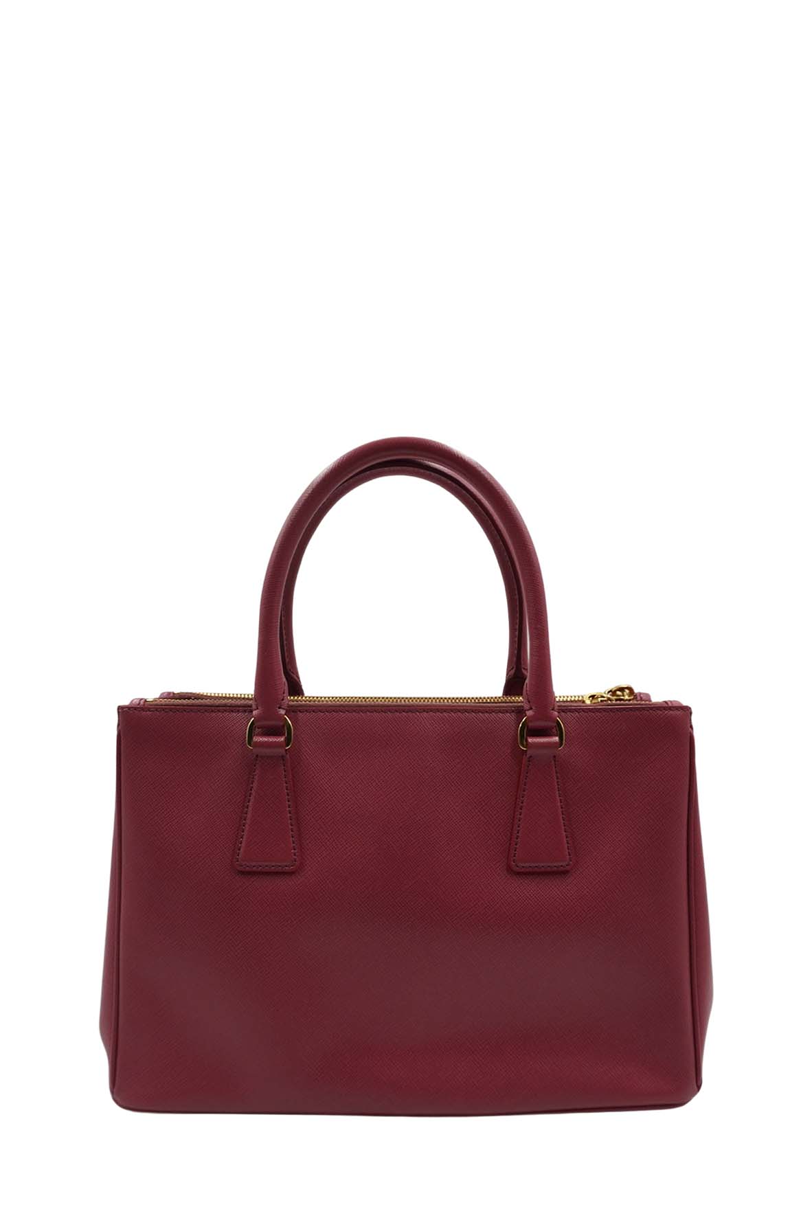 Medium Saffiano Lux Double Zip Tote Pink Red