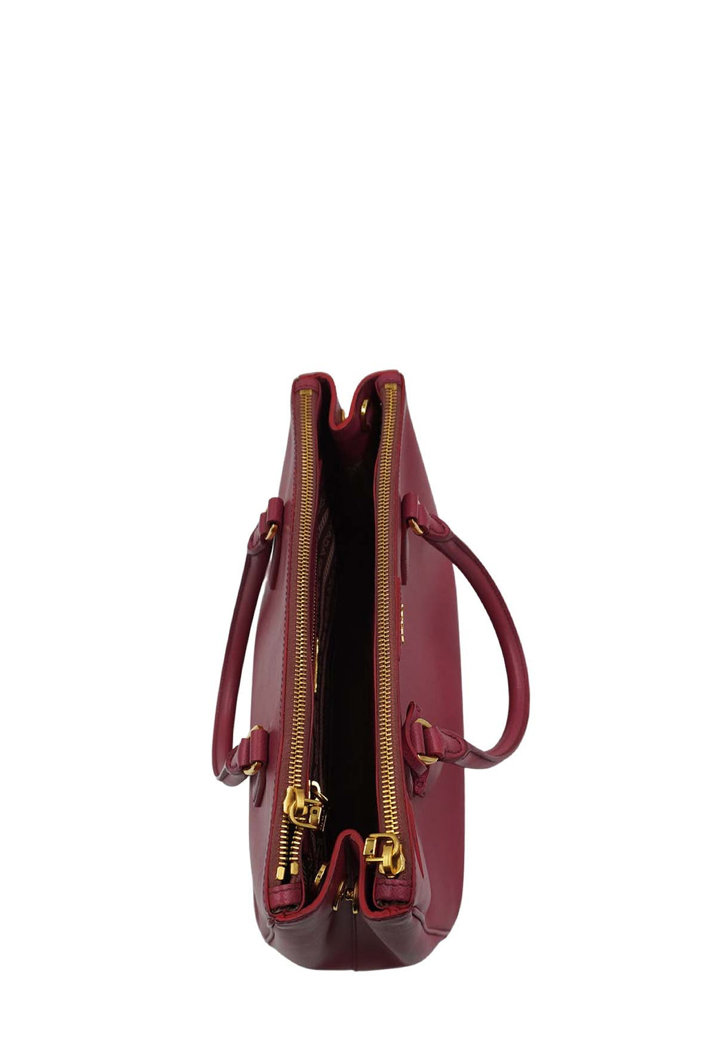 Medium Saffiano Lux Double Zip Tote Pink Red