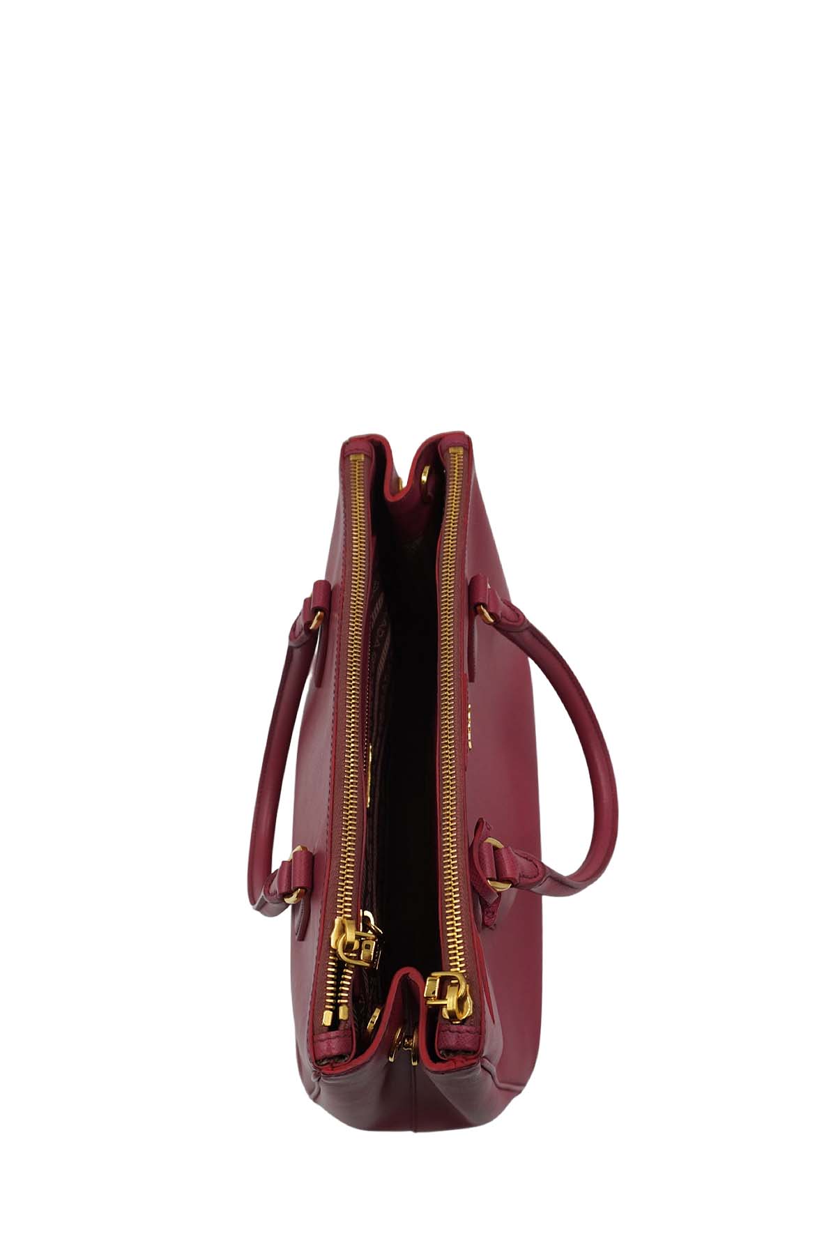 Medium Saffiano Lux Double Zip Tote Pink Red