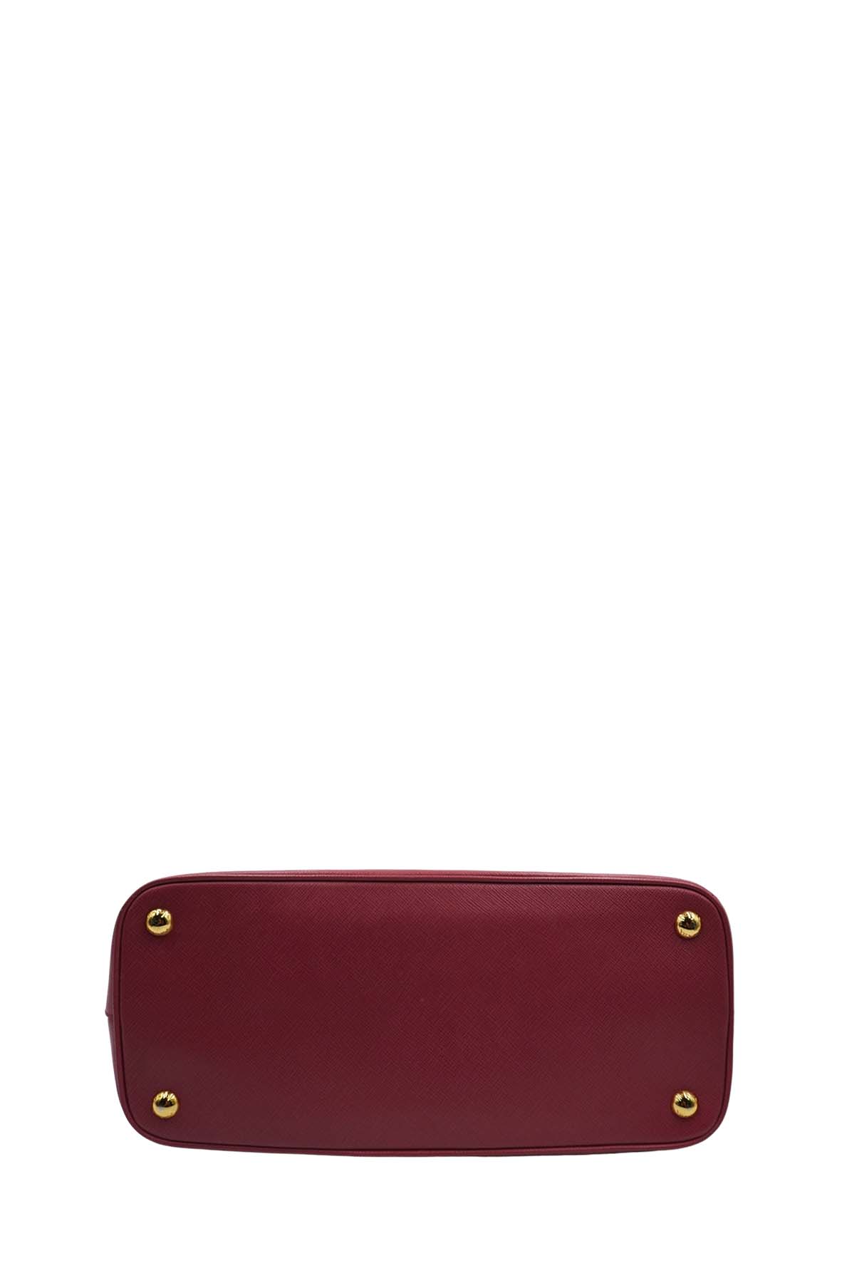 Medium Saffiano Lux Double Zip Tote Pink Red