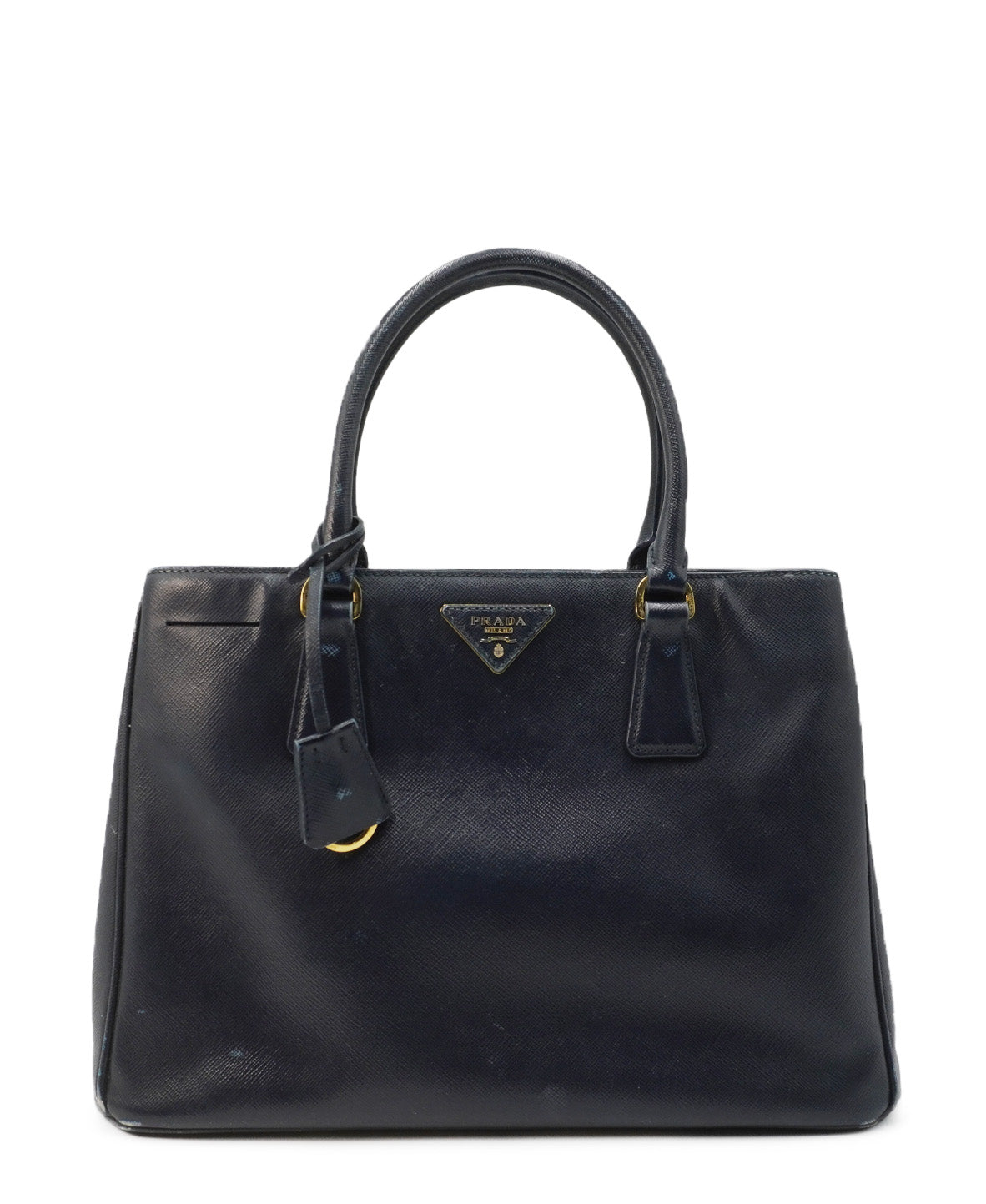 Medium Saffiano Lux Leather Double Zip Tote Black