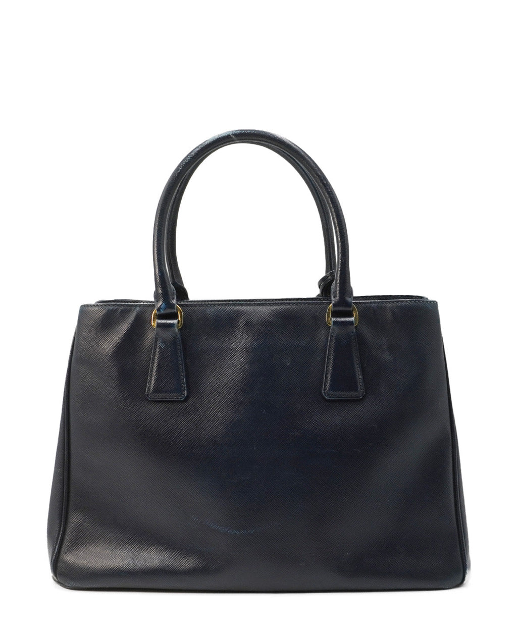 Medium Saffiano Lux Leather Double Zip Tote Black