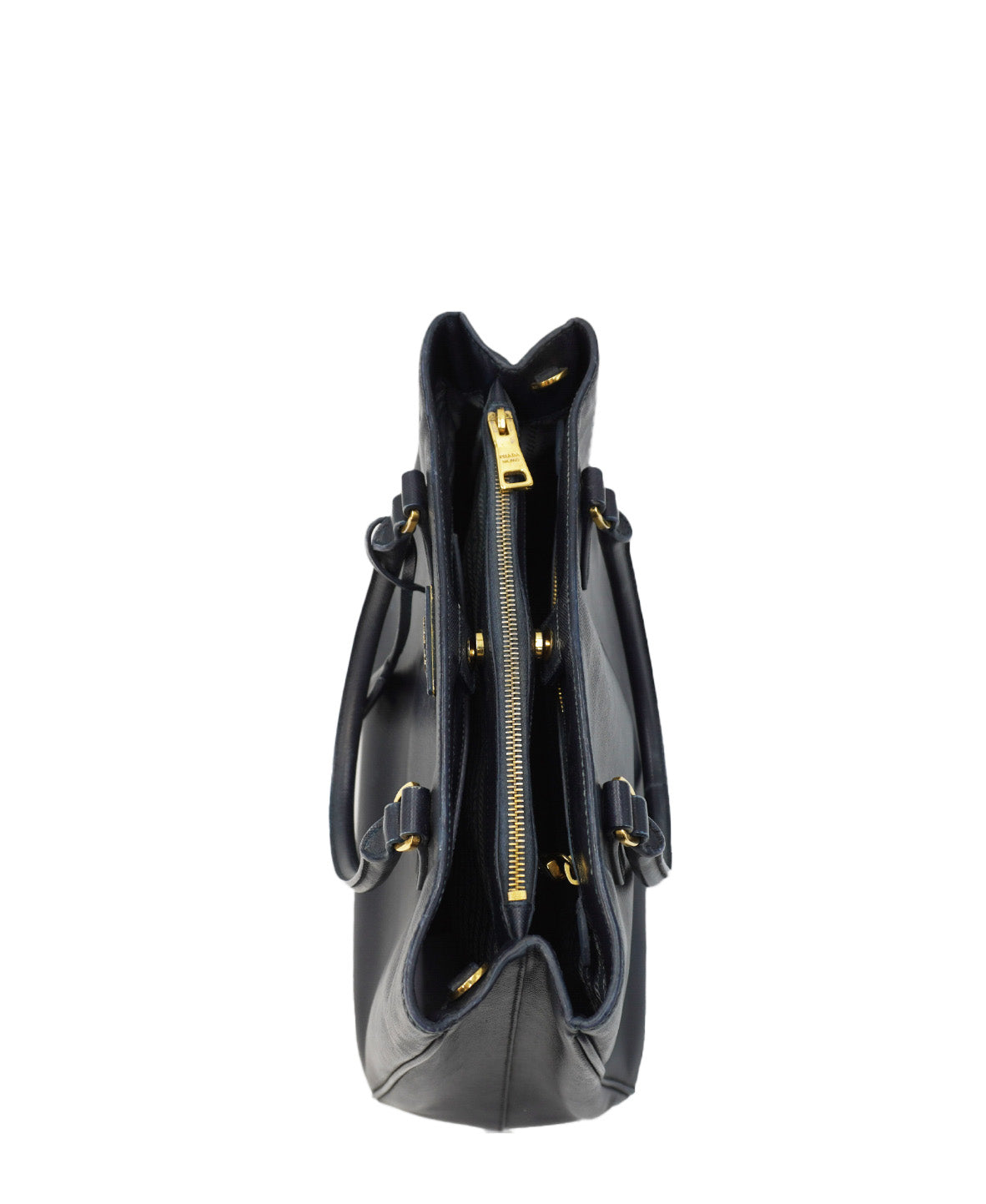 Medium Saffiano Lux Leather Double Zip Tote Black