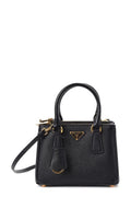 Micro Saffiano Lux Double Zip Tote Black