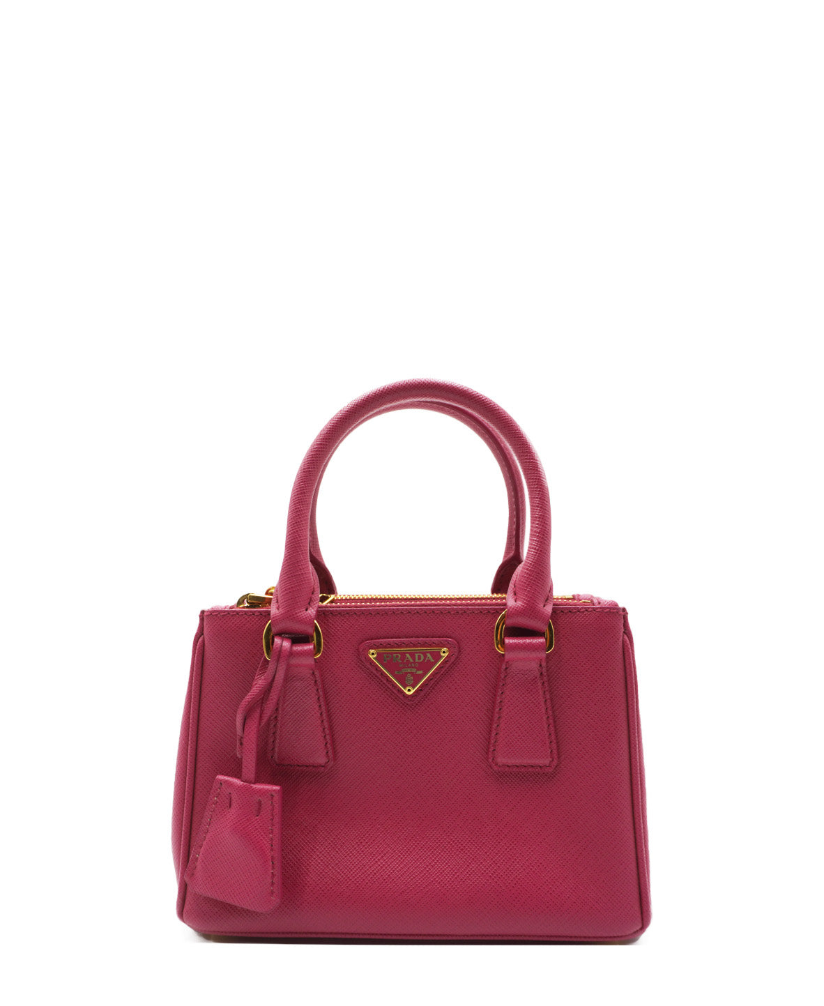 Mini Saffiano Lux Leather Double Zip Pink