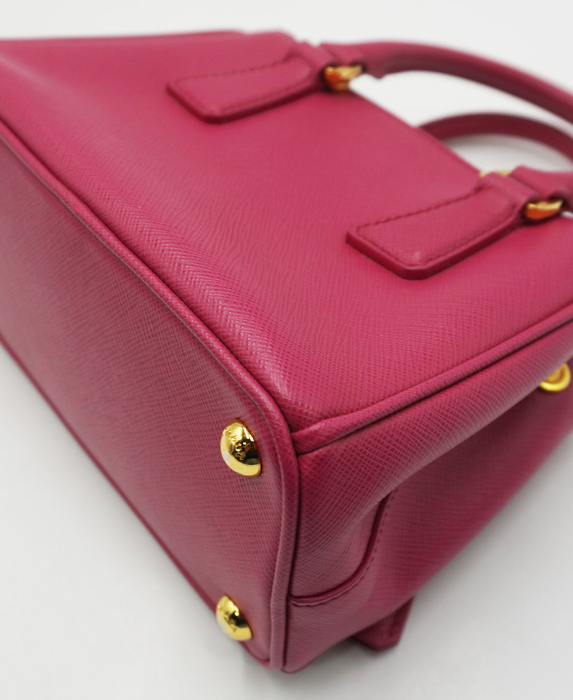 Mini Saffiano Lux Leather Double Zip Pink